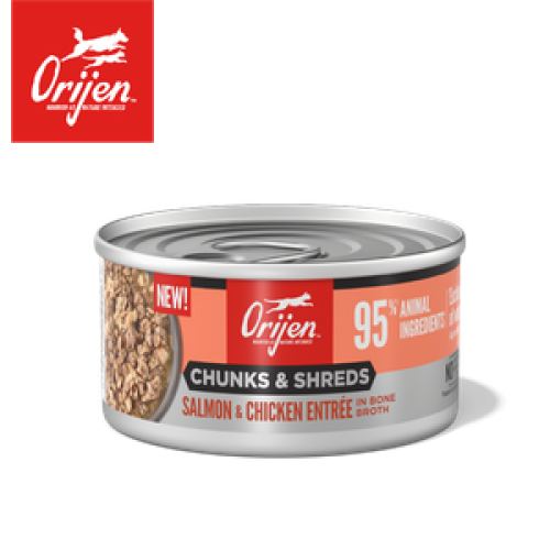 Orijen 85g Chunks & Shreds ((Salmon & Chicken Entree)) Adult Cat 渴望 奢華鮮肉 三文魚+雞肉 成貓主食罐 85克 (OC-C-S85) {原裝行貨} 